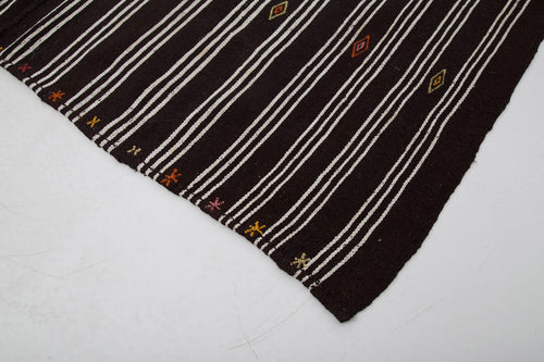 Striped Kilim Kahverengi Çizgili Keçi Tüyü El Dokuma Halısı 210x225 Agacan