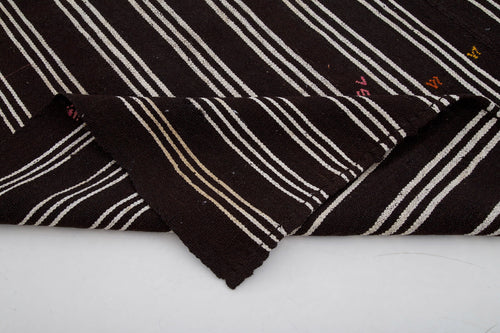 Striped Kilim Kahverengi Çizgili Keçi Tüyü El Dokuma Halısı 210x225 Agacan