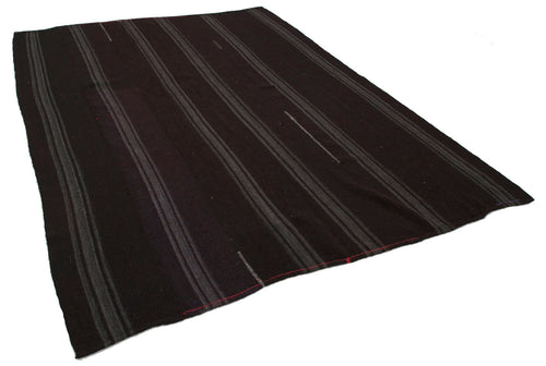 Striped Kilim Kahverengi Çizgili Keçi Tüyü El Dokuma Halısı 225x300 Agacan