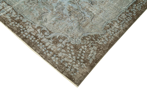 Overdyed Vintage Mavi Eskitme Pamuk Yün El Dokuma Halısı 192x302 Agacan