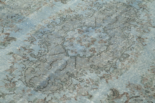 Overdyed Vintage Mavi Eskitme Pamuk Yün El Dokuma Halısı 192x302 Agacan