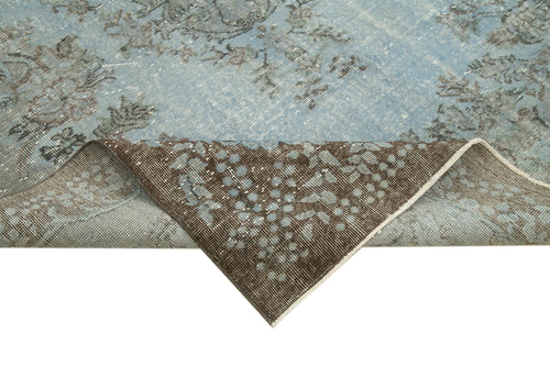 Overdyed Vintage Mavi Eskitme Pamuk Yün El Dokuma Halısı 192x302 Agacan
