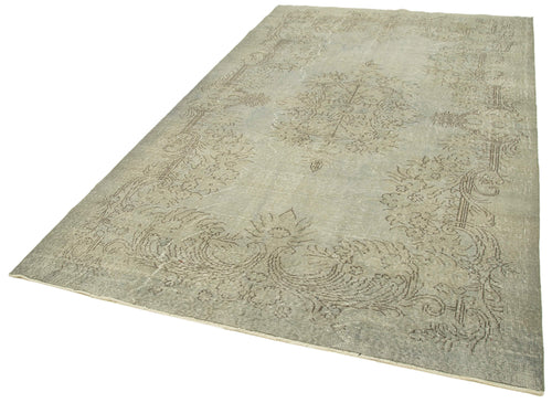Overdyed Vintage Gri Eskitme Pamuk Yün El Dokuma Halısı 178x295 Agacan
