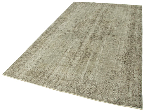 Overdyed Vintage Gri Eskitme Pamuk Yün El Dokuma Halısı 170x280 Agacan