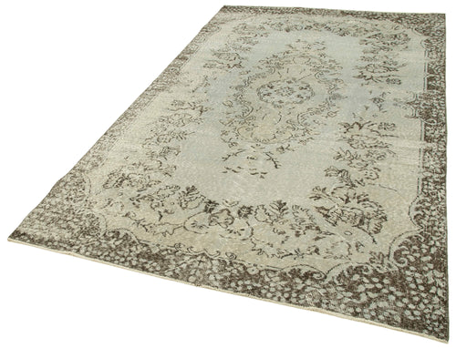 Overdyed Vintage Gri Eskitme Pamuk Yün El Dokuma Halısı 167x284 Agacan