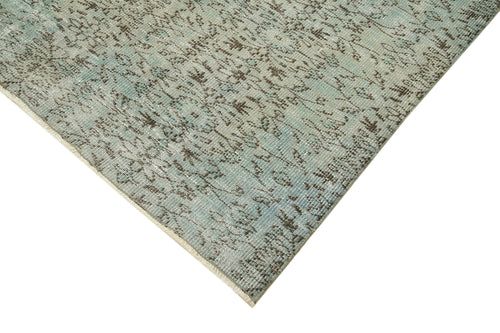 Overdyed Vintage Mavi Eskitme Pamuk Yün El Dokuma Halısı 177x266 Agacan
