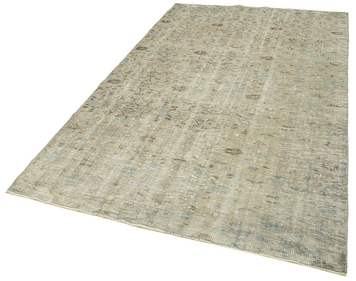 Overdyed Vintage Gri Eskitme Pamuk Yün El Dokuma Halısı 155x257 Agacan
