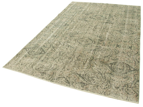Overdyed Vintage Bej Eskitme Pamuk Yün El Dokuma Halısı 173x267 Agacan