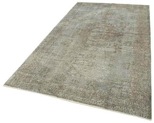 Overdyed Vintage Gri Eskitme Pamuk Yün El Dokuma Halısı 163x284 Agacan