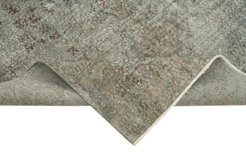 Overdyed Vintage Gri Eskitme Pamuk Yün El Dokuma Halısı 163x284 Agacan