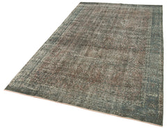 Overdyed Vintage Gri Eskitme Pamuk Yün El Dokuma Halısı 157x257 Agacan