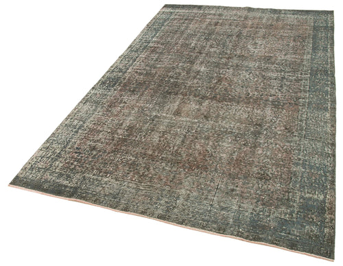 Overdyed Vintage Gri Eskitme Pamuk Yün El Dokuma Halısı 157x257 Agacan