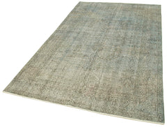 Overdyed Vintage Mavi Eskitme Pamuk Yün El Dokuma Halısı 155x264 Agacan