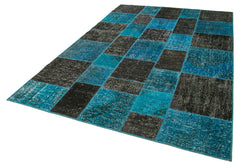 Kırk Yama Siyah Patchwork Pamuk Yün El Dokuma Halısı 200x297 Agacan
