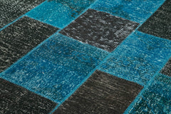 Kırk Yama Siyah Patchwork Pamuk Yün El Dokuma Halısı 200x297 Agacan