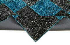 Kırk Yama Siyah Patchwork Pamuk Yün El Dokuma Halısı 200x297 Agacan