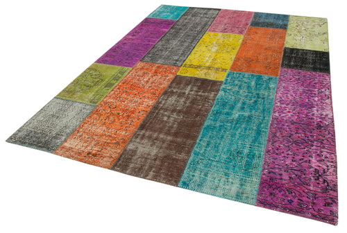 Kırk Yama Pembe Patchwork Pamuk Yün El Dokuma Halısı 202x276 Agacan