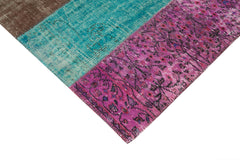 Kırk Yama Pembe Patchwork Pamuk Yün El Dokuma Halısı 202x276 Agacan
