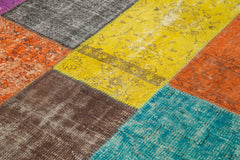 Kırk Yama Pembe Patchwork Pamuk Yün El Dokuma Halısı 202x276 Agacan