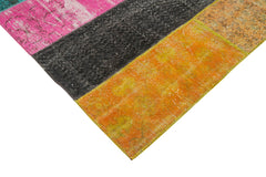 Kırk Yama Pembe Patchwork Pamuk Yün El Dokuma Halısı 206x267 Agacan