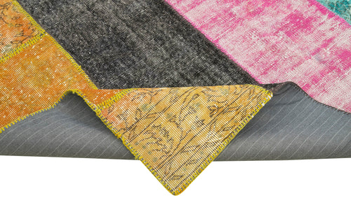 Kırk Yama Pembe Patchwork Pamuk Yün El Dokuma Halısı 206x267 Agacan