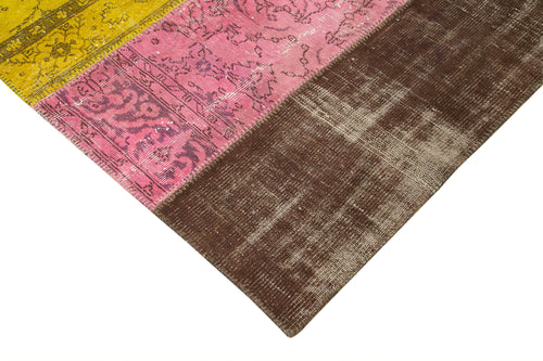 Kırk Yama Pembe Patchwork Pamuk Yün El Dokuma Halısı 202x278 Agacan
