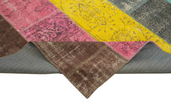 Kırk Yama Pembe Patchwork Pamuk Yün El Dokuma Halısı 202x278 Agacan
