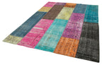 Kırk Yama Pembe Patchwork Pamuk Yün El Dokuma Halısı 206x278 Agacan