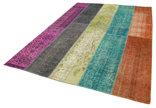 Kırk Yama Pembe Patchwork Pamuk Yün El Dokuma Halısı 205x290 Agacan