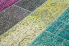 Kırk Yama Pembe Patchwork Pamuk Yün El Dokuma Halısı 205x290 Agacan
