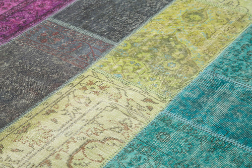Kırk Yama Pembe Patchwork Pamuk Yün El Dokuma Halısı 205x290 Agacan