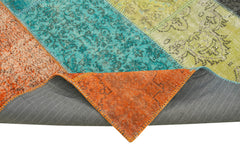 Kırk Yama Pembe Patchwork Pamuk Yün El Dokuma Halısı 205x290 Agacan