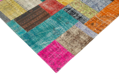 Kırk Yama Pembe Patchwork Pamuk Yün El Dokuma Halısı 202x302 Agacan