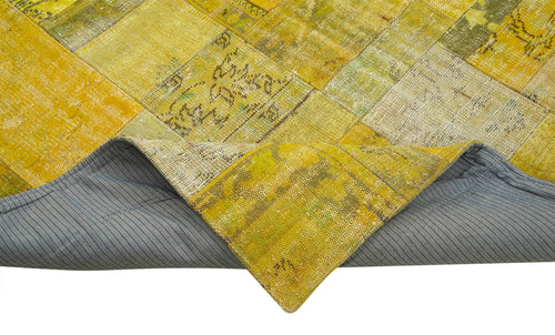 Kırk Yama Sarı Patchwork Pamuk Yün El Dokuma Halısı 203x302 Agacan