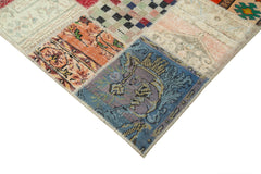 Kırk Yama Pembe Patchwork Pamuk Yün El Dokuma Halısı 208x296 Agacan