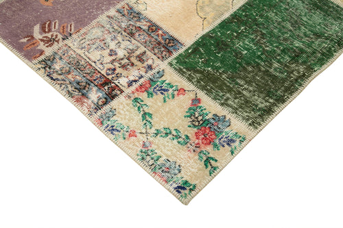 Kırk Yama Pembe Patchwork Pamuk Yün El Dokuma Halısı 210x300 Agacan