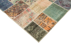 Kırk Yama Pembe Patchwork Pamuk Yün El Dokuma Halısı 206x297 Agacan