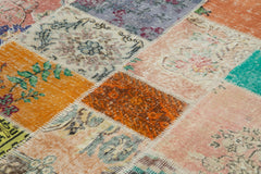 Kırk Yama Pembe Patchwork Pamuk Yün El Dokuma Halısı 206x297 Agacan