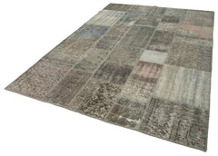 Kırk Yama Gri Patchwork Pamuk Yün El Dokuma Halısı 202x296 Agacan