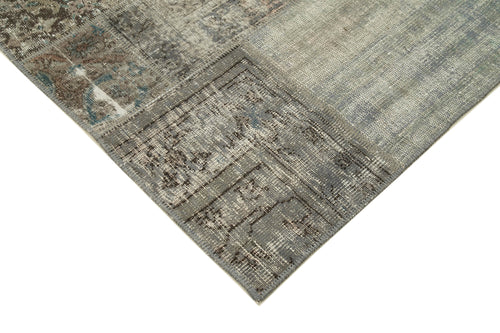 Kırk Yama Gri Patchwork Pamuk Yün El Dokuma Halısı 202x296 Agacan