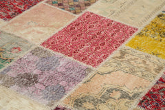 Kırk Yama Pembe Patchwork Pamuk Yün El Dokuma Halısı 203x292 Agacan