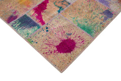 Kırk Yama Pembe Patchwork Pamuk Yün El Dokuma Halısı 204x300 Agacan