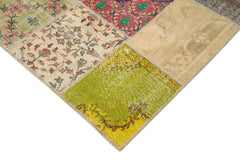 Kırk Yama Pembe Patchwork Pamuk Yün El Dokuma Halısı 198x305 Agacan