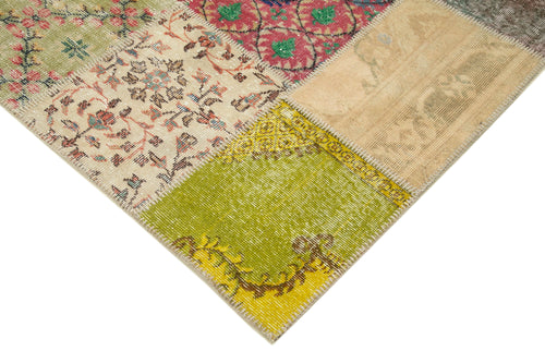 Kırk Yama Pembe Patchwork Pamuk Yün El Dokuma Halısı 198x305 Agacan