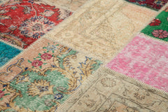 Kırk Yama Pembe Patchwork Pamuk Yün El Dokuma Halısı 198x305 Agacan