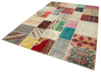 Kırk Yama Pembe Patchwork Pamuk Yün El Dokuma Halısı 204x296 Agacan