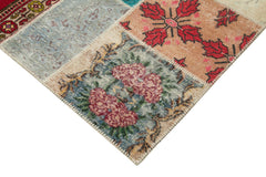 Kırk Yama Pembe Patchwork Pamuk Yün El Dokuma Halısı 204x296 Agacan