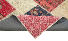 Kırk Yama Pembe Patchwork Pamuk Yün El Dokuma Halısı 204x296 Agacan