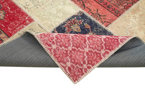 Kırk Yama Pembe Patchwork Pamuk Yün El Dokuma Halısı 204x296 Agacan