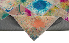 Kırk Yama Pembe Patchwork Pamuk Yün El Dokuma Halısı 206x305 Agacan